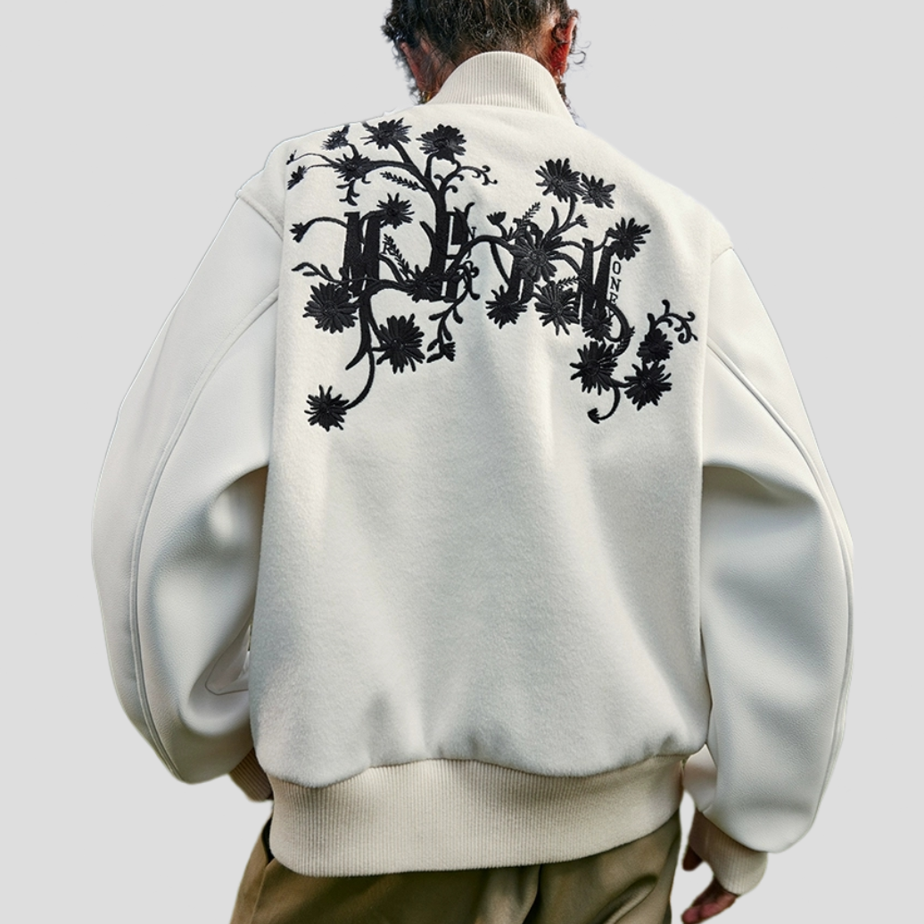 [FASHION series] ★Outerwear★ 2color embroidered stadium jacket, unisex, men's, women's, switching