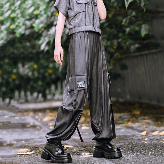 [Kokaisha---Butterfly Gin Series] Chinese-style trousers, bottoms, gaucho pants, original, slimming, switching, floral pattern