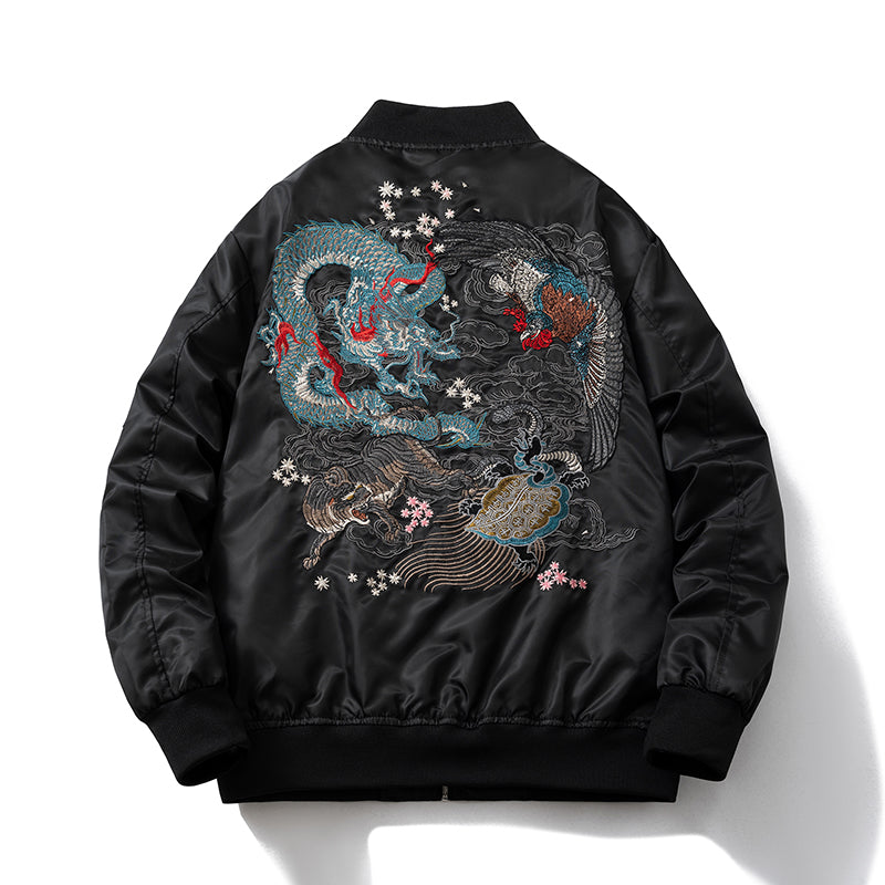 [YZHT Series]★China style outerwear★Jacket Embroidery Dragon Dragon Crest Unisex Men's Black Black