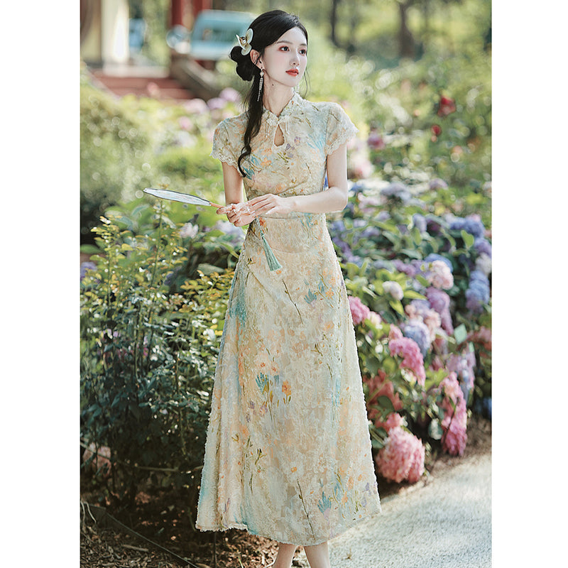 [Chenis Series] ★Chinese Dress★ Chinese-style dress with a stylish design, perfect for dates, coming-of-age ceremonies, and slimming