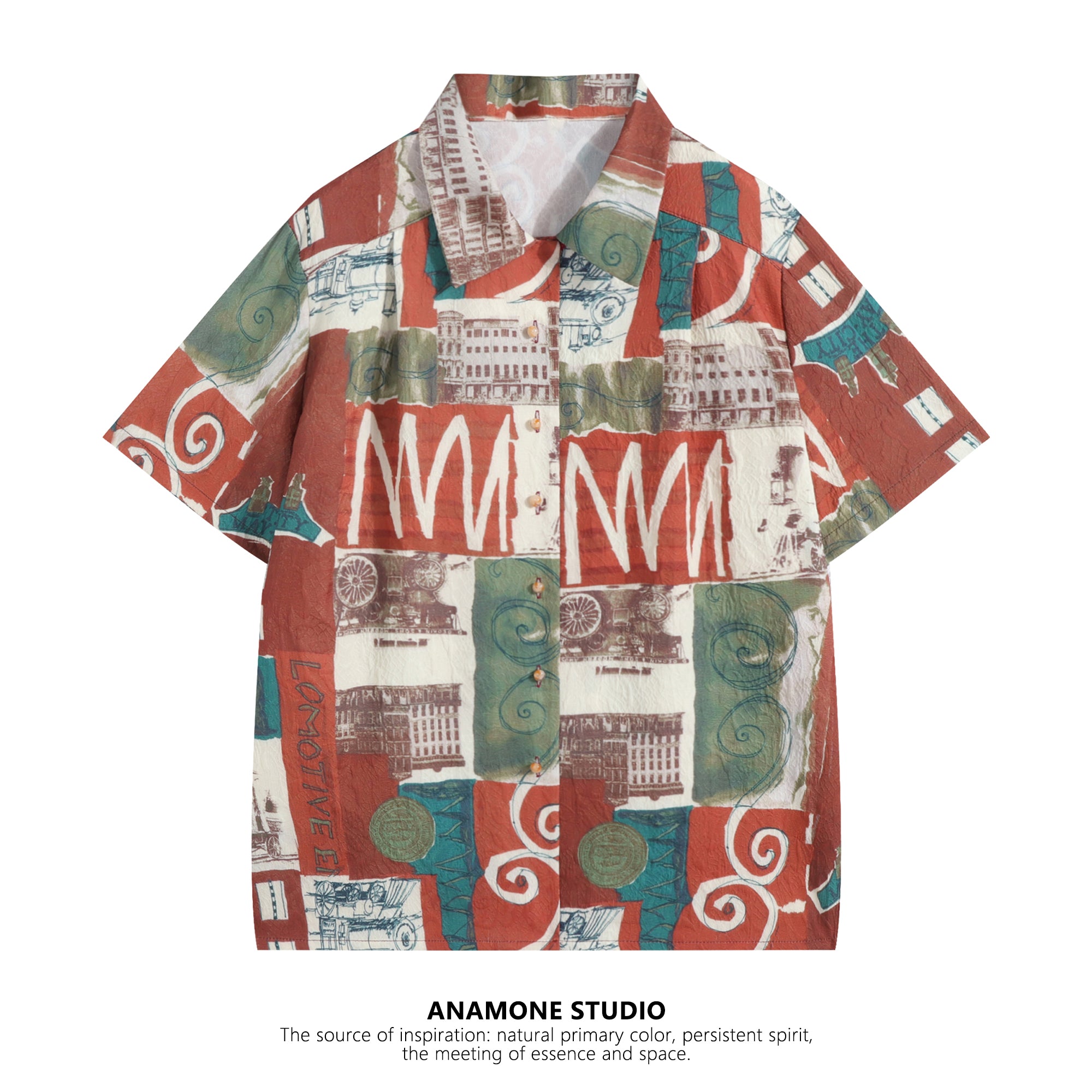 【ANAMONE STUDIOシリーズ】★シャツ★ トップス 半袖シャツ S M L レディース 夏服 レトロ レッド 赤い