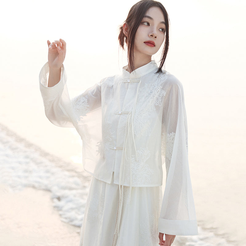 [Daiseiryuu 4 Series] ★Chinese-style tops★ Outerwear, shirts, long-sleeved shirts, sun protection, Chinese clothing, gray