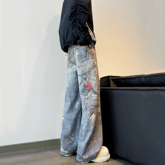 [BIGEMAN Series] ★Denim pants★ 2 colors Bottoms Unisex Men's Casual Simple Easy to match