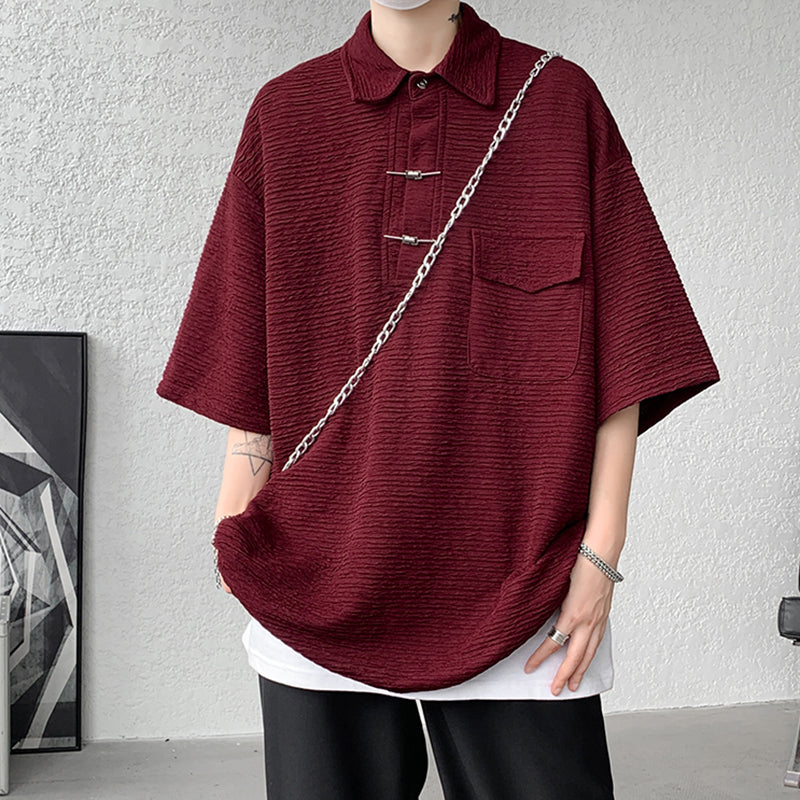 [BIGEMAN Series] ★China style tops★ 2color shirt, bamboo pattern, bamboo, short sleeves, unisex, men's, large size, black white