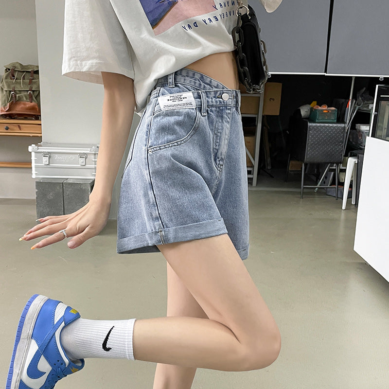 [Flower Series] ★Shorts★ Shorts Pants Denim 2color Easy to match Summer SML Blue Black