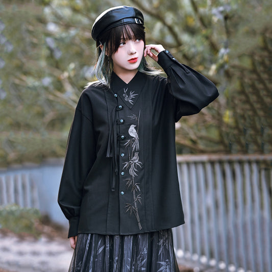 [Kokaisha---Butterfly Gin Series] ★Chinese-style top★ Happi coat, outerwear, unique, embroidered, butterfly, retro, easy to match