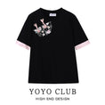 Load image into Gallery viewer, [YOYO CLUB Series]★China style top★ T-shirt short sleeve embroidery black black retro cute ladies
