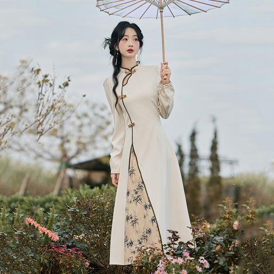 [Hanamori Series]★Chinese style dress★ Improved Chinese dress, fake layered, cute Chinese clothing