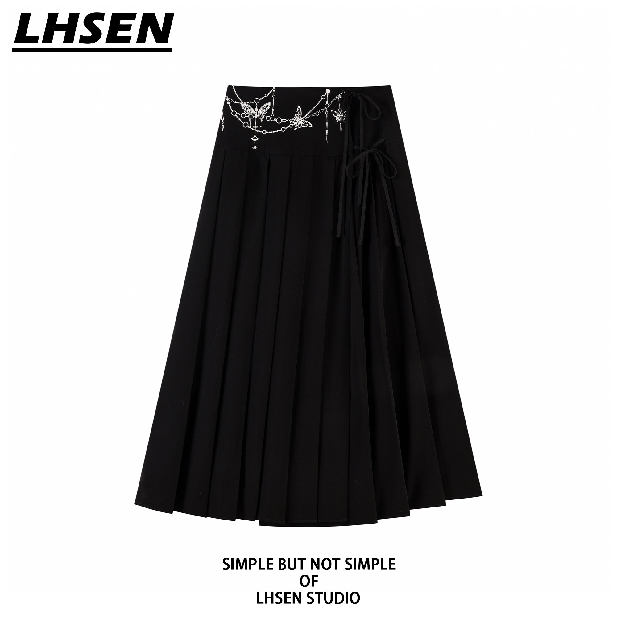 [XIAOYOUGU series] ★China style skirt★ Oil painting style pleated skirt Retro cute Easy to match for commuting, dating, etc.