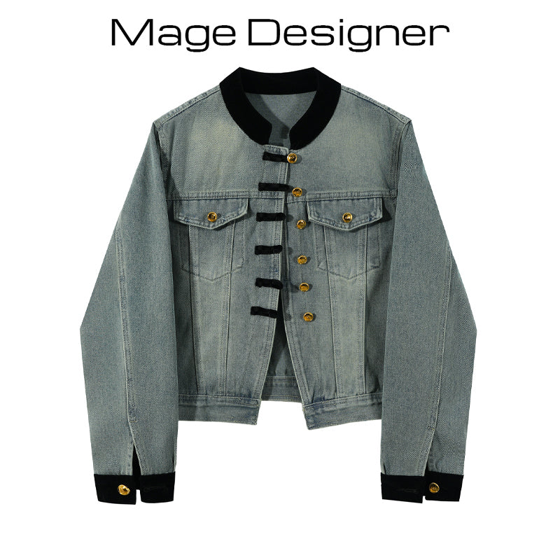 [Mage Designer Series] ★Outer★ Jacket Denim Jacket Jeans Blue Blue Ladies