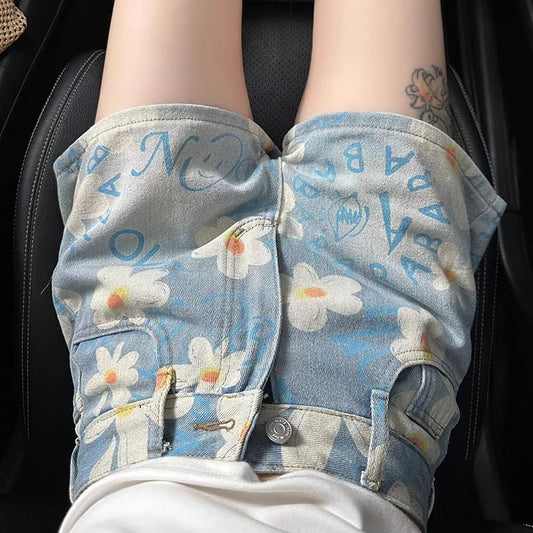 [Flower Series] ★Shorts★ Shorts Pants Denim 2color Easy to match Summer SML Blue Black