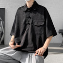 [BIGEMAN Series] ★China style tops★ 2color shirt, bamboo pattern, bamboo, short sleeves, unisex, men's, large size, black white