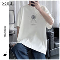 Gallery viewerに画像を読み込む, 【SGLLシリーズ】★トップス★ 4color Tシャツ 半袖 男女兼用 メンズ 大きいサイズ コットン 黒 白 青 灰
