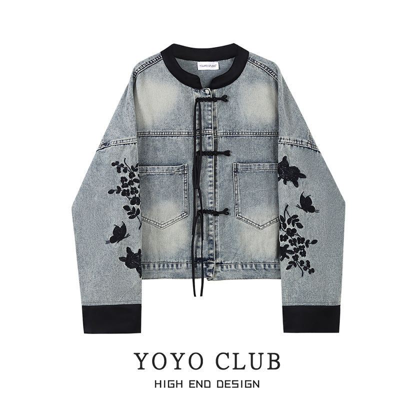 [Mage Designer Series] ★China style outerwear★ Jacket Denim jacket Jeans Embroidery Cute