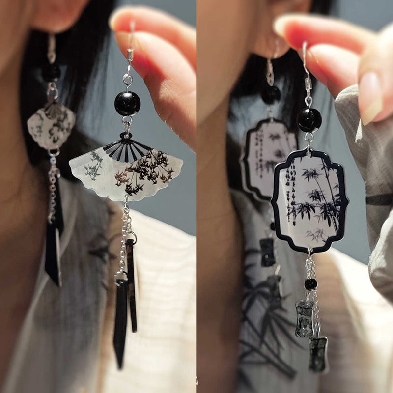 [SHEBO Series] ★Chinese-style earrings★ Pair of accessories for women, cute, perfect for a date, and to improve your style