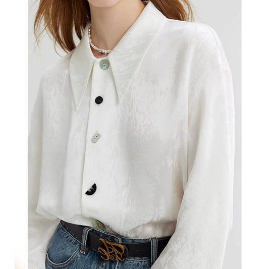 [HUAQILAN Series]★Shirt★ Tops, Long Sleeve Shirts, Women's Chinese Clothes, Improves Temperament, White, White