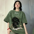 Gallery viewerに画像を読み込む, 【FEIYUANSHENシリーズ】★Tシャツ★ 4color トップス 半袖 男女兼用 メンズ レトロ ブラック グリーン パープル ピンク
