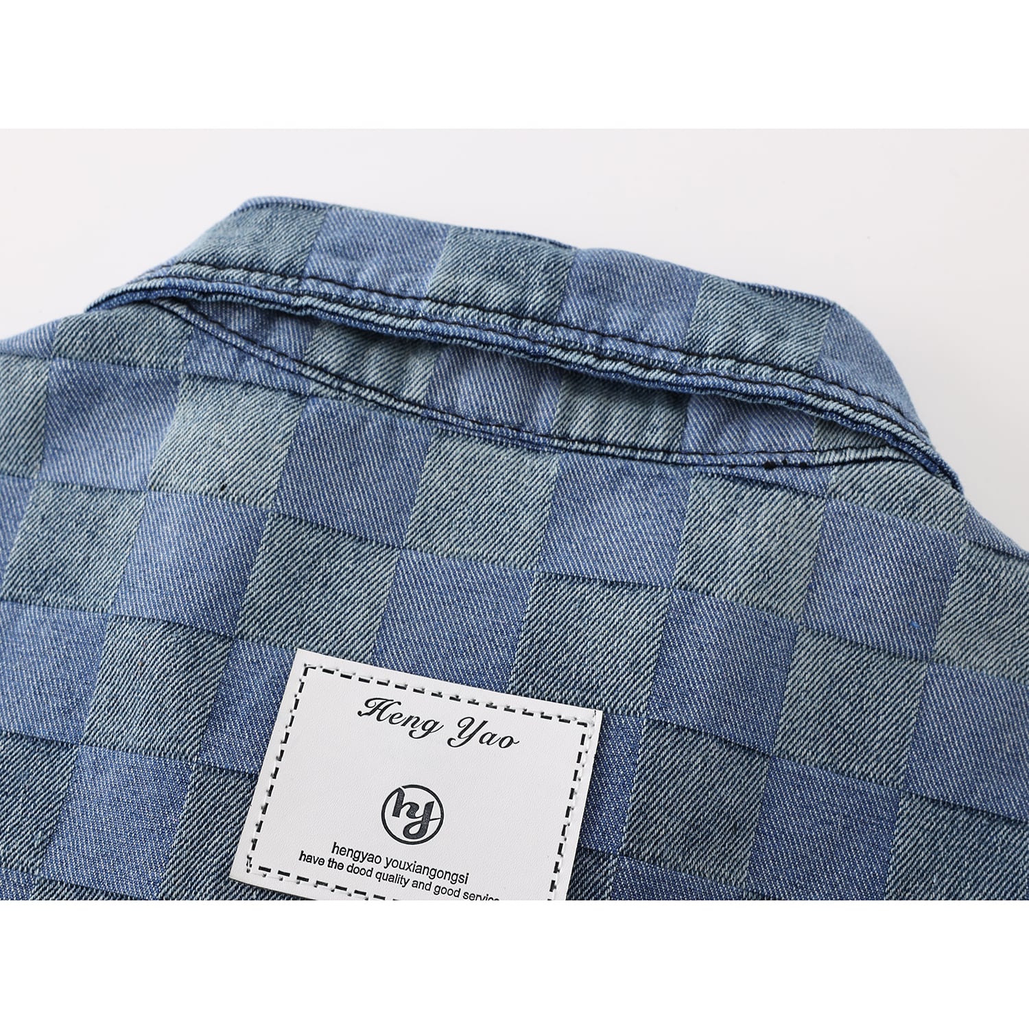 [LHSEN Series] ★Outer★ Denim Jacket Jacket Jeans Tie-dye Women's Plaid Pattern Blue