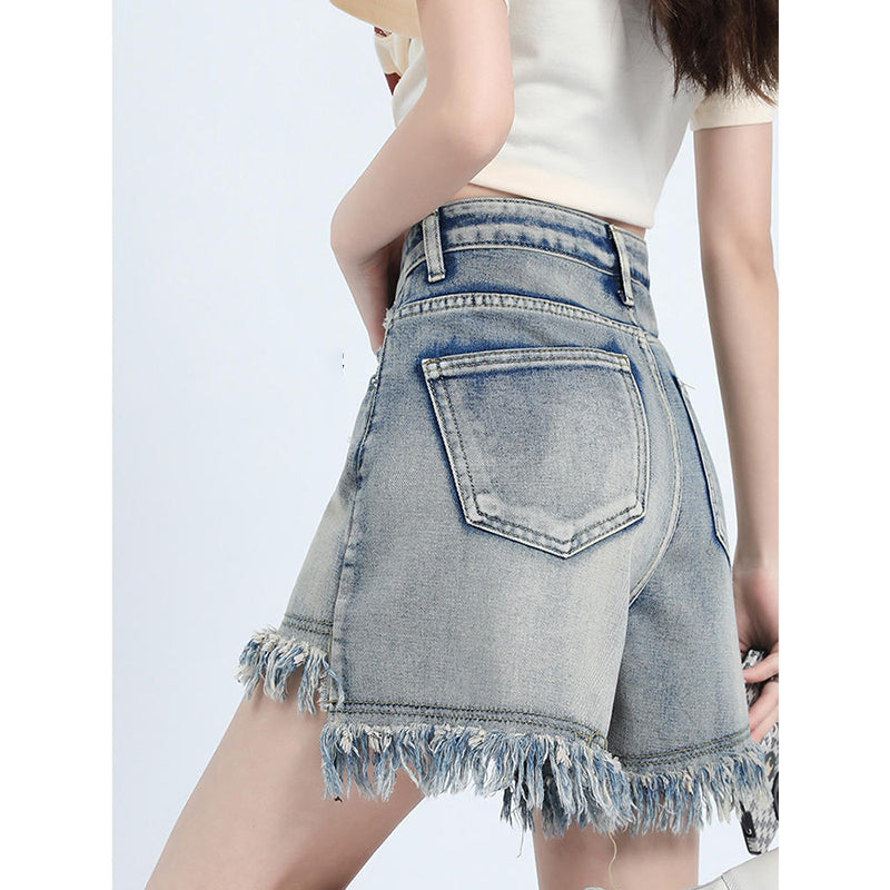 [Flower Series] ★Shorts★ Shorts Pants Denim 2color Easy to match Summer SML Blue Black