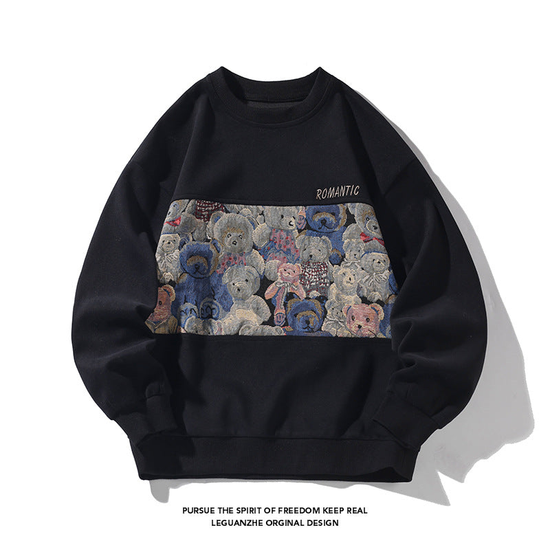 [BIGEMAN Series]★Tops★ 3color sweatshirt unisex men's large size bear changeable