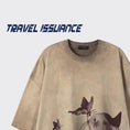 Gallery viewerに画像を読み込む, 【TRAVEL ISSUANCEシリーズ】★Tシャツ★ 2color トップス 半袖 男女兼用 メンズ 猫 ネコ ねこ レトロ カジュアル
