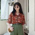 Load image into Gallery viewer, [YOUZI Series]★Shirt★ Tops Short Sleeve Red Women's Chiffon Floral Shirt Cute Summer Clothes
