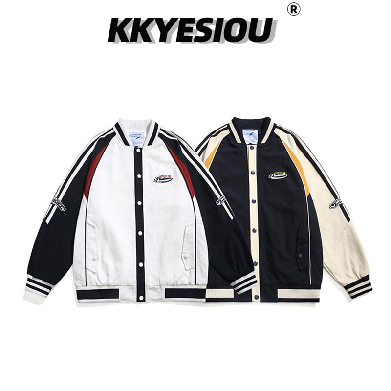 [KKYESIOU Series] ★Jacket★ 2color outerwear unisex men's women's color scheme sports style fashionable