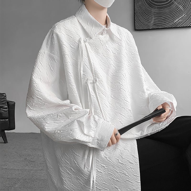 [ZHUIYI Series]★China Style Shirt★ 3color Tops Long Sleeve Shirt Unisex Men's Large Size White Black Brown