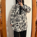 Load image into Gallery viewer, ✿New item! [UATONLINE Series]★Shirt★ 2color Shirt with tie, long sleeve shirt, floral pattern tops, unisex, men's print, ink pattern
