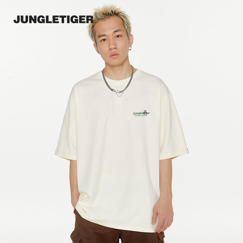 [JUNGLETIGER Series]★T-shirt★ 5color Tops Short Sleeve Unisex Men's Cotton Black White Gray Green Panda