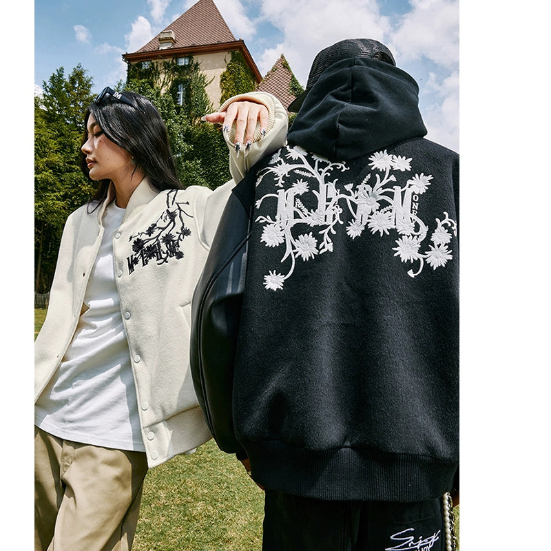 [FASHION series] ★Outerwear★ 2color embroidered stadium jacket, unisex, men's, women's, switching