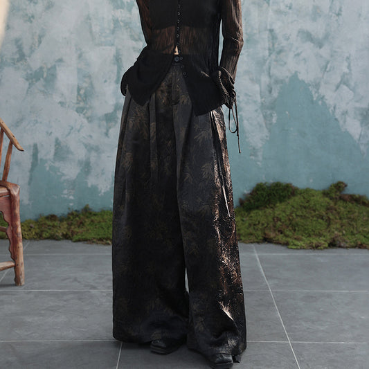 [Daiseiryuu 4 Series] ★Chinese-style trousers★ Bottoms, gaucho pants, casual, black, improves your temperament