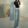 Load image into Gallery viewer, [OURI Series] ★Denim pants★ Trousers Bottoms Floral pattern Casual Easy to match Ladies Fashionable
