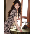 Load image into Gallery viewer, [HONGSHE Series] ★Chinese Dress★ Chinese-style dress, floral pattern, long length, short sleeves, slim, slimming, wedding, party
