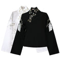 Load image into Gallery viewer, [Viscount Autumn Color --- Crane Bone Series] ★China style tops★ 2color shirt long sleeve shirt ladies V neck embroidery Hanfu tops
