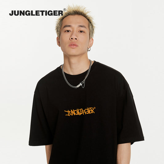 [JUNGLETIGER Series]★T-shirt★ 5color Tops Short Sleeve Unisex Men's Sunflower Sunflower Cotton Black White Gray Blue