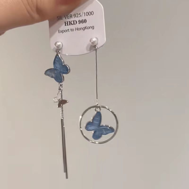 [Drejew Series] ★Chinese-style earrings★ Pair of earrings or earrings, fan, sense, fringe, unique