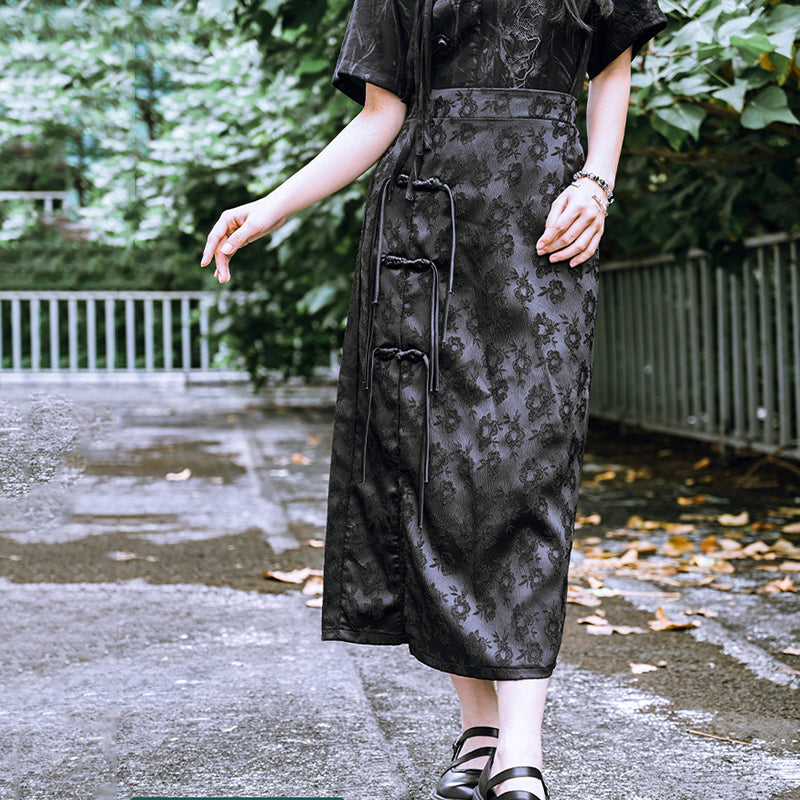 [Big Blue Dragon Series]★China style trousers★Bottoms Gaucho pants Loose Casual Black Black