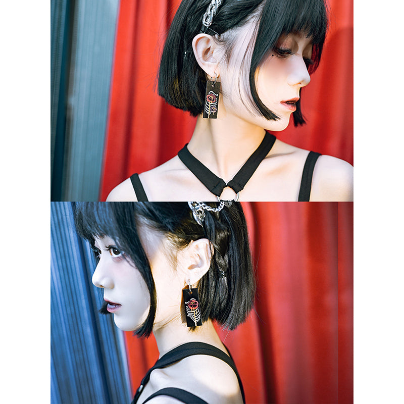 [Kokaisha---Flower Bone Series] ★Chinese-style earrings★ 2 types, 1 piece, one side, accessory, pierced earring or earring