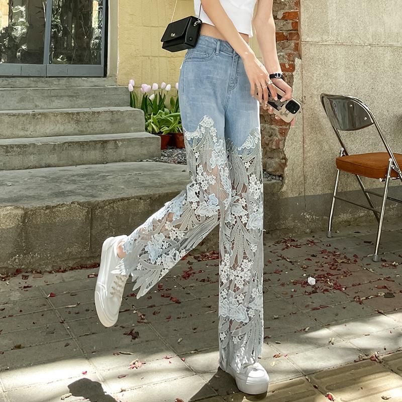 [HANMOYAN Series] ★Denim pants★ Pants Bottoms Butterfly Unique Women's Cute Easy to match