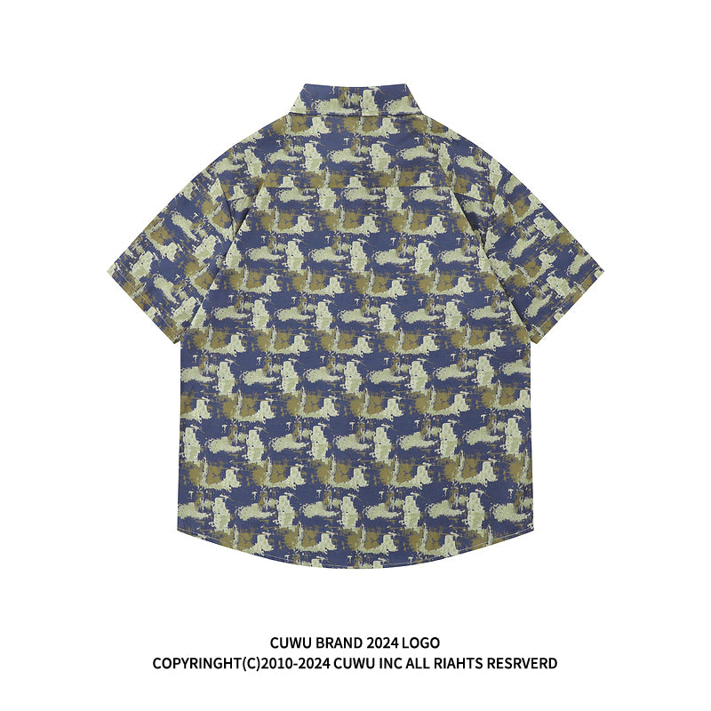 Very popular item [BEAT BOY series]★China style shirt★ Letter pattern Kanji short sleeve shirt Floral pattern shirt Print tops Unisex Men's ML XL 2XL