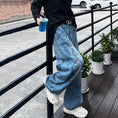 Load image into Gallery viewer, [XIHA Series]★Denim Pants★ Trousers Casual Pants Bottoms Unisex Men's Graffiti Blue Blue
