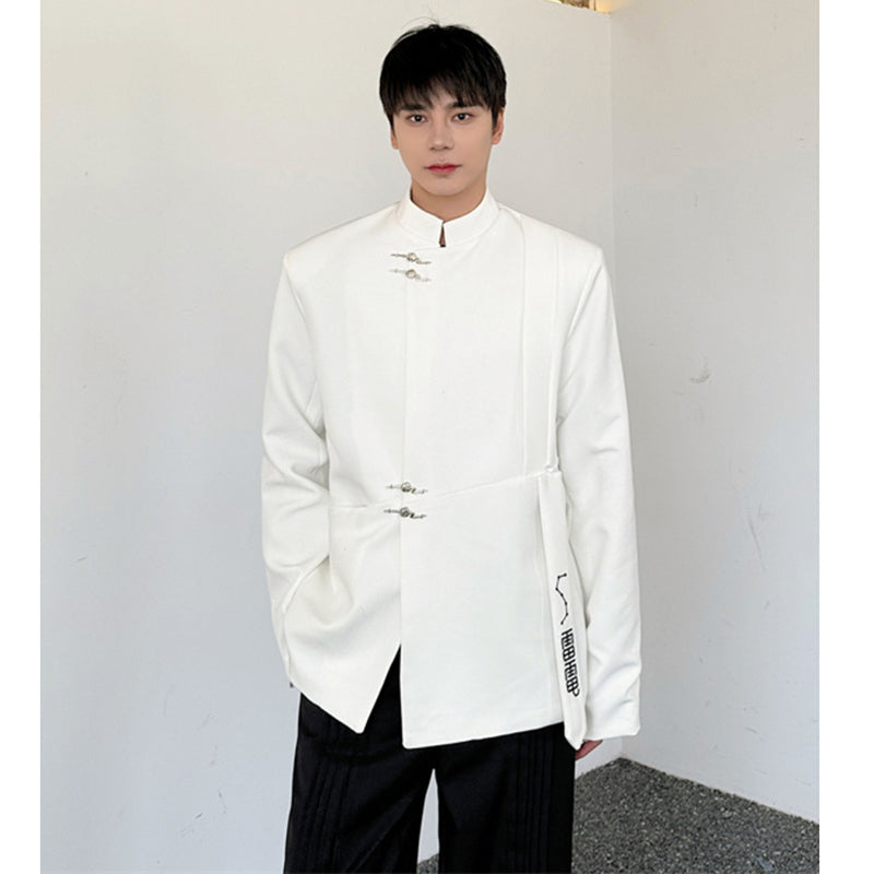 [Illustrated series] ★China style outerwear★ 2color blazer unisex men's black white casual