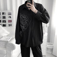 Load image into Gallery viewer, [Fudoku Sensei Series]★Shirt★ 2color long sleeve shirt tops unisex men's black white rose
