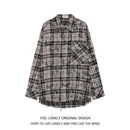 [Feel lonely series]★Shirt★ 2color long sleeve shirt tops plaid pattern unisex men's black blue