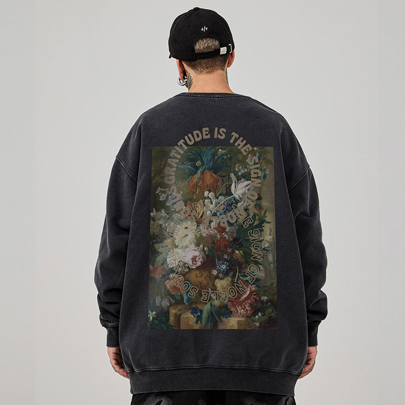 [MOYAN Series] ★Tops★ 2color Sweatshirt Unisex Men's Large Size Cotton Oil Painting Style