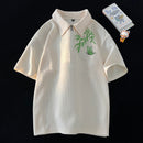 [LPZ Series] ★Chinese-style tops★ 2 colors POLO shirts Unisex Men's Large sizes Butterfly Bamboo Simple Black Beige