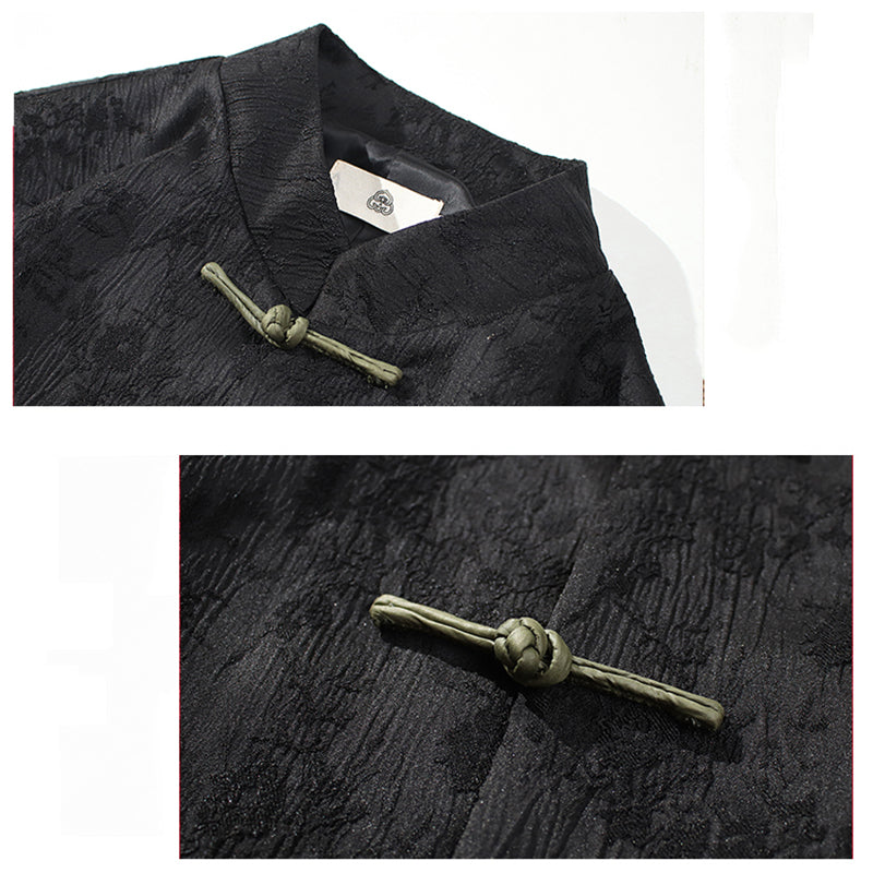 [JUNYI Series]★China style outerwear★Shirt outerwear, unisex, men's, large size, switching color scheme, black, black