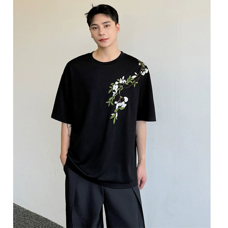 [JIWU series] ★Chinese style tops★ 2 colors Shirt Outerwear Short sleeve Denim Unisex Men's Casual Black Blue