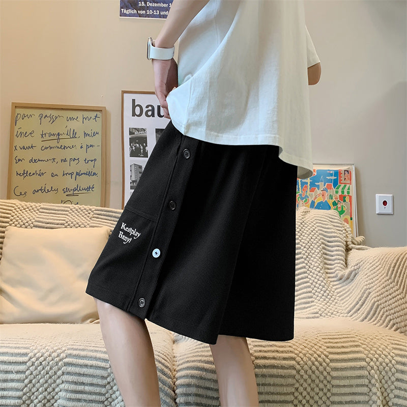 [XIHA Series] ★Shorts★ 3 colors Bottoms Shorts Unisex Men's Switching Black Beige Green